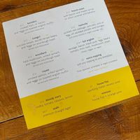 The menu at Yolk. in Nottingham