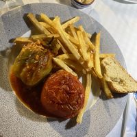 Rice stuffed pepper and tomato  at Molos Restaurant & Taverna in Skopelos