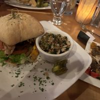 Beyond burger and Mediterranean grain blend. (I was told the fries are not vegan)  at Griffon Brewery and Gastropub in Lewiston