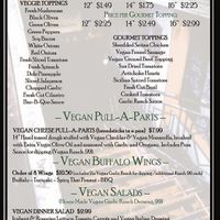 Vegan menu at The Pie Underground in Salt Lake City