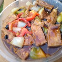 Tofu with black bean sauce on noodles at Yim Wah Express in Cambridge