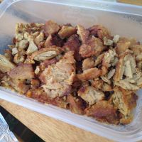 Mock duck! You roll out with cucumber into a pancake, amazing at Yim Wah Express in Cambridge