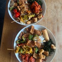 Takeaway - vegetarian mixed platter + black bean tofu  at Yim Wah Express in Cambridge