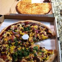 Vegan BBQ pizza with 'beef' and vegan cheese sticks at The Pie in South Jordan