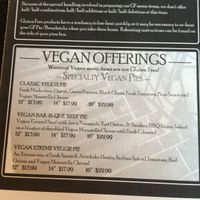 Vegan menu at The Pie in South Jordan
