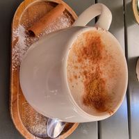 Oatmilk chai latte at Quase Café in Lisbon