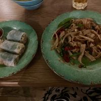 Summer rolls & gf/vegan drunken noodles (though tofu was missing)  at Rosa's Thai Cafe in Cardiff