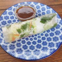Vegetable summer roll with peanut dip at Viet Soup in Vienna
