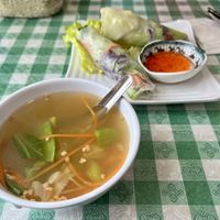 Vegetable fresh rolls and Burmese soup  at Shwe Burmese Restaurant in Rensselaer