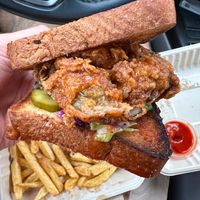 The Hot Maple Blue Oyster sandwich had a great flavor profile!   at Iconic Vegan Cafe in Dallas