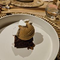 Brownie, ice cream and merengue at il Brucaliffo Cucina in Castiglione Dorcia
