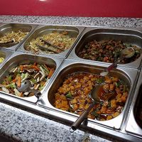 Hot buffet (they also have salads) at Cheiro Verde in Foz Do Iguacu