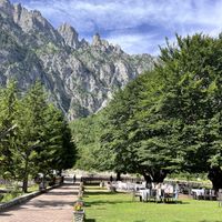 Outdoor seating area  at Restaurant Rilindja in Tropoja