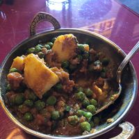 Potato and Green Peas, delicious, not spicy! It comes with a side of rice at Himalayan Cuisine in La Mesa