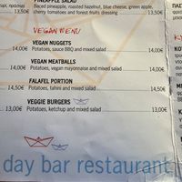 Vegan menu at Trata in Naxos