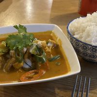 Panaeng curry with tofu plus jasmine ricee  at Koi Thai Restaurant in Aberdeen