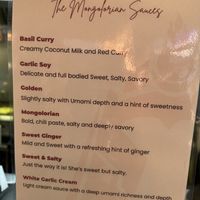 Sauces description  at The Mongolorian BBQ in Orlando