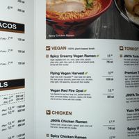 Vegan Ramen Options   at JINYA Ramen Bar - 2nd and PCH in Long Beach