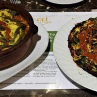 vegan lasagna and vegan cheese pizza at Savor in Norwalk