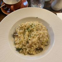Vegan leek and mushroom risotto  at Rustique  in York