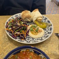 Falafel wrap, salad, hummus   at Comptoir Libanais in Ellesmere Port