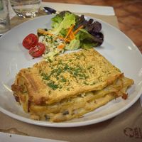 Leek & pumpkin lasagne (vegan) at SAÓ in Elche