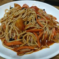 pasta con tomate at Borneo Rock Cafe in Semporna