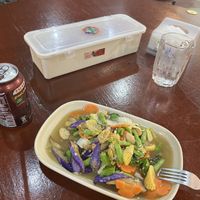 Mixed vegetables in garlic saucee  at Borneo Rock Cafe in Semporna