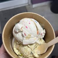 1 scoop pistacho, 1 scoop birthday cake  at Plant Love Ice Cream  in Gulfport