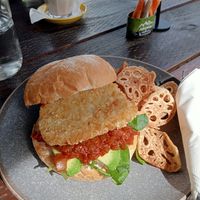 Sumo sandwich with lotus chips at Cafe Inu in Carrington
