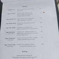 Vegan menu at Cafe Inu in Carrington