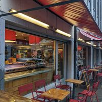 view from outside at Laurent Gerbaud Chocolatier in Brussels