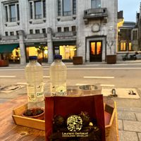 Chocolate selection on the patio   at Laurent Gerbaud Chocolatier in Brussels