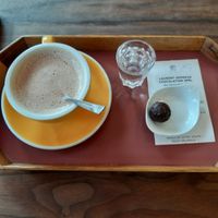 Vegan choco soja met praline at Laurent Gerbaud Chocolatier in Brussels