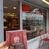 Outside the shop at Laurent Gerbaud Chocolatier in Brussels