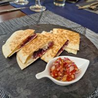 Caramelised onion and 'cheese' quesadilla at Cava in Teulada
