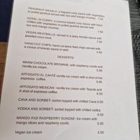 Vegan menu at Cava in Teulada