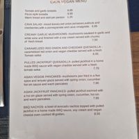 Vegan menu at Cava in Teulada