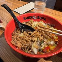 Vegan black ramenn  at Menya Iroha CiC - 麺家いろは CiC店 in Toyama