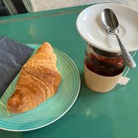 Vegan croissant and wild berries tea  at A Little Lost in Munich