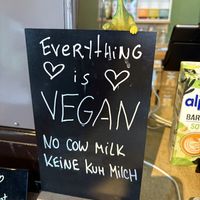 Several vegan signs reiterated everything is vegan 🥰  at A Little Lost in Munich