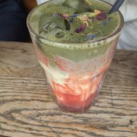 Iced matcha strawberry at A Little Lost in Munich