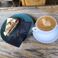 Carrot cake and cappuccino at A Little Lost in Munich