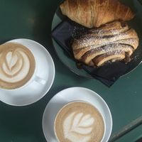 cappucino, croissant and cinnamon danishh  at A Little Lost in Munich