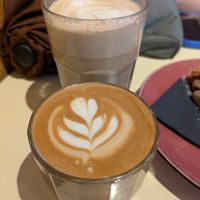 The tall one is a latter and the smaller one is flat white at A Little Lost in Munich