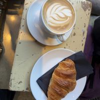 Cappuccino and croissant  at A Little Lost in Munich