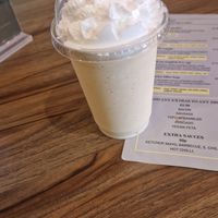 Vanilla milkshake with whipped cream! at Plant. Eat. Licious in Bath