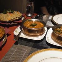 Vegetable Pilaw, vegetable biryani, chana masala and pumpkin curry at Kerala Indian Restaurant in Kyoto