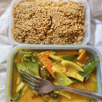 Mix vegetables with satay sauce and fried rice from Happy Home, Wallsend  at Happy Home in Wallsend