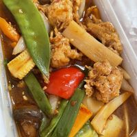 Vegan chicken with szechuan sauce from Happy Home, Wallsend  at Happy Home in Wallsend